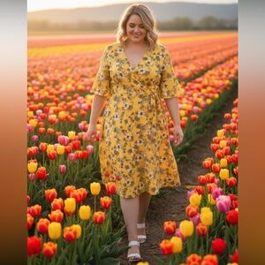 Torrid Yellow Floral Wrap Dress